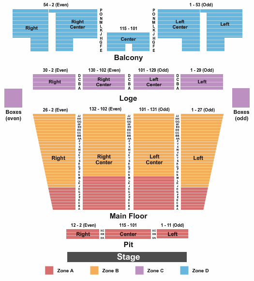 seating chart for Stranahan Theater - Endstage Int Zone - eventticketscenter.com