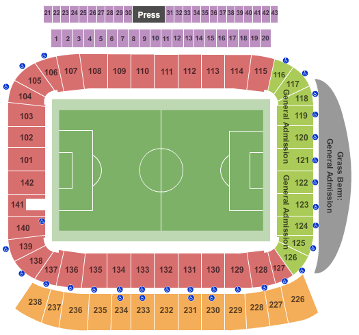 Dignity Health Sports Park - Stadium Soccer with GA Endzone Seating Chart