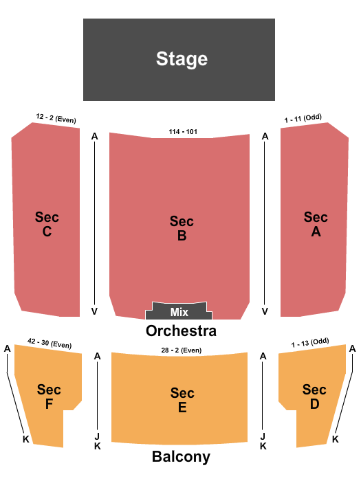 Sturges Center For The Fine Arts Endstage Seating Chart