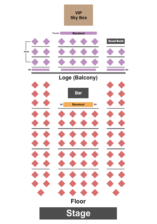 Suffolk Theater Endstage Tables/VIP Sky Box Seating Chart