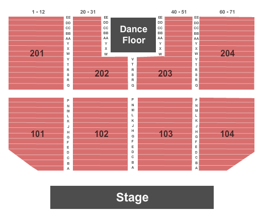 Sugar Creek Casino End Stage Seating Chart