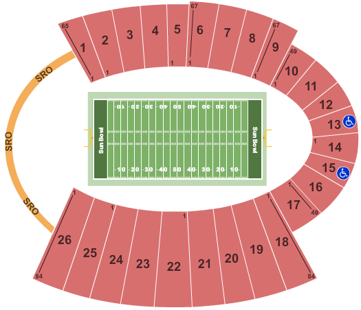 Sun Bowl Stadium Football Seating Chart