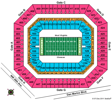 Hard Rock Stadium 2012 Orange Bowl Seating Chart