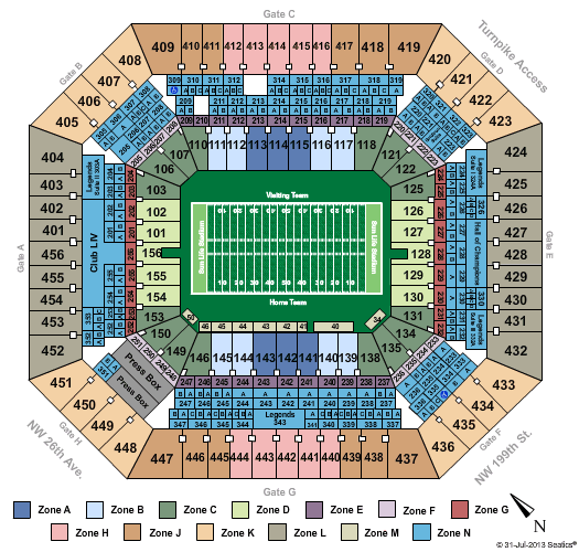 Hard Rock Stadium Orange Bowl Interactive Zone Seating Chart