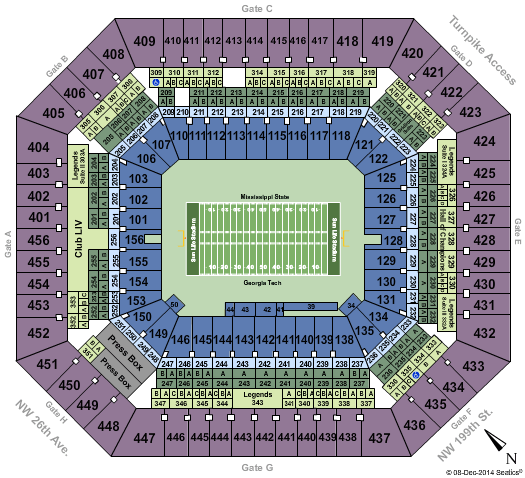 Hard Rock Stadium 2014 Orange Bowl Seating Chart