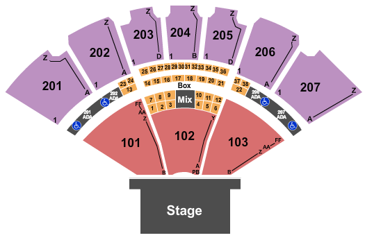 seating chart for RV Inn Style Resorts Amphitheater - Endstage No Lawn - eventticketscenter.com