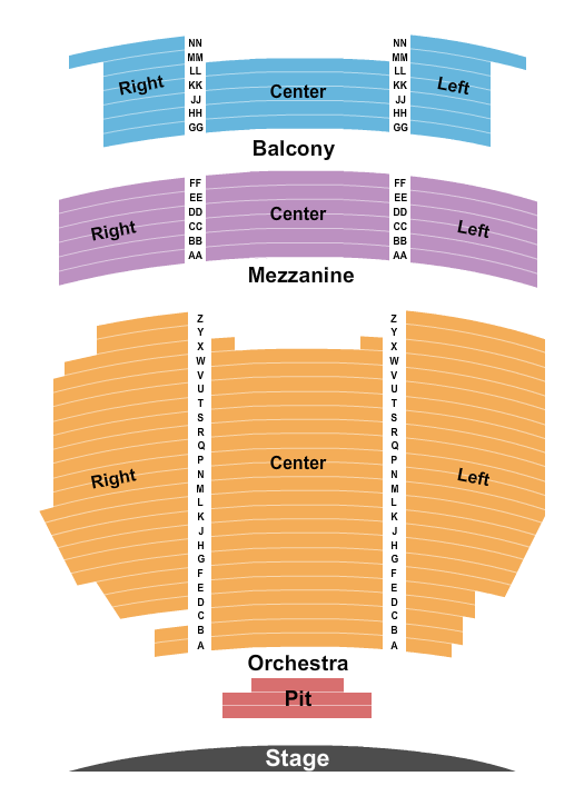 Sunrise Theater - NC End Stage Seating Chart