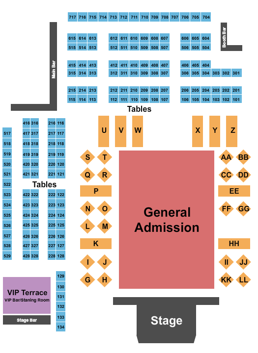 Surf Ballroom Endstage GA 2 Seating Chart