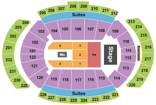 T-Mobile Center Pit GA/Rsv 1-6, no 5 Seating Chart