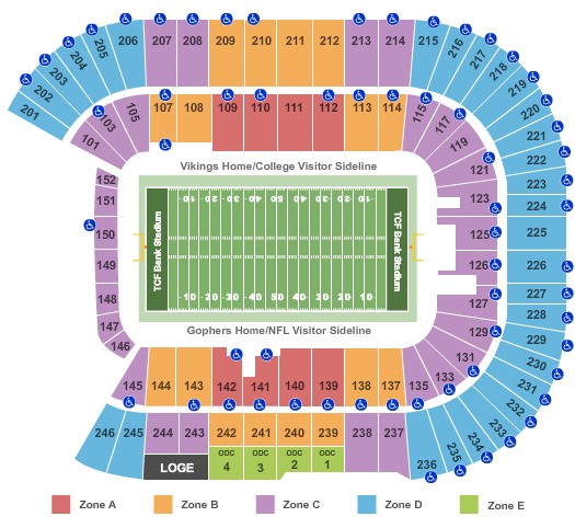 Huntington Bank Stadium Football Int Zone Seating Chart