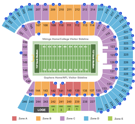 tcf stadium map Tcf Bank Stadium Seating Chart Maps Minneapolis tcf stadium map