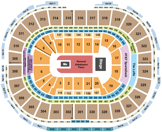seating chart for TD Garden - End Stage GA Floor - eventticketscenter.com
