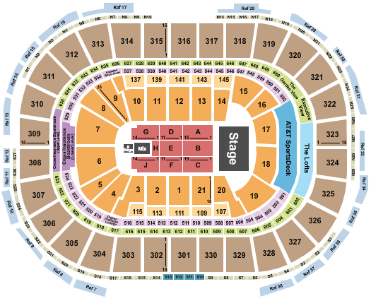 TD Garden Endstage with B Stage Seating Chart