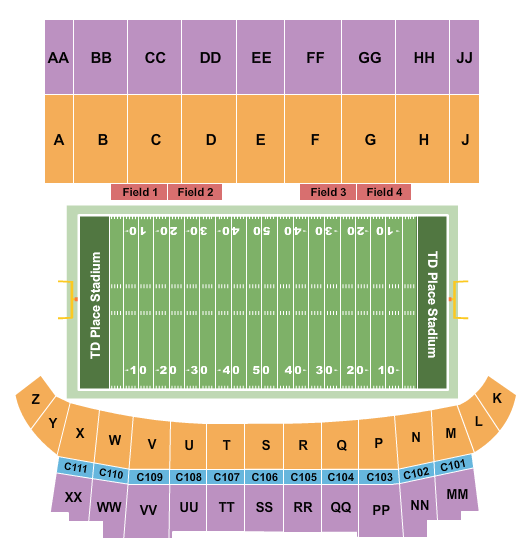 TD Place Stadium Standard Seating Chart
