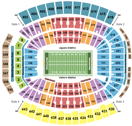 seating chart for TIAA Bank Field - Football-NFL Jaguars - eventticketscenter.com