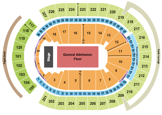 seating chart for T-Mobile Arena End Stage GA - eventticketscenter.com