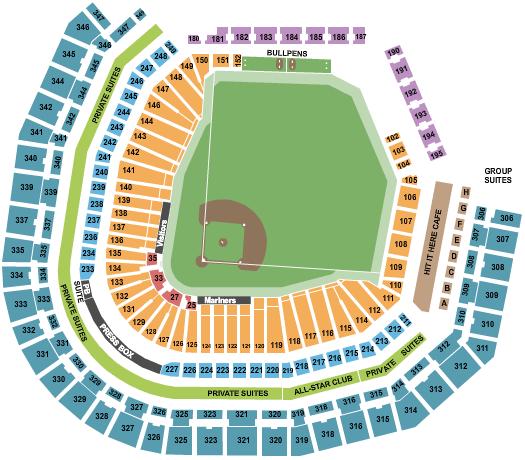 T-Mobile Park seating chart for the Seattle Mariners.