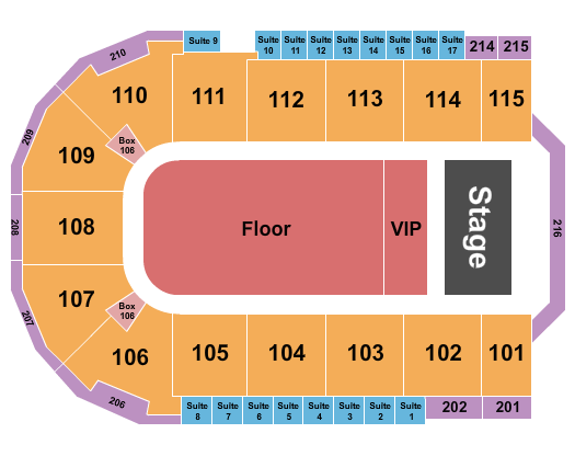 Tahoe Blue Event Center Endstage Floor/VIP Seating Chart