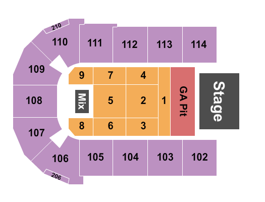Tahoe Event Center Endstage GA Pit Seating Chart