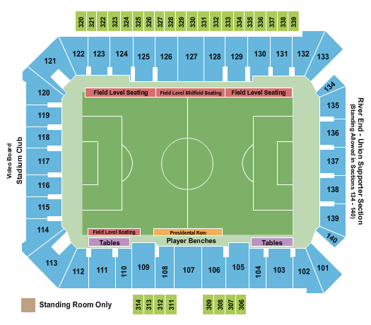 seating chart for Subaru Park - Soccer - eventticketscenter.com