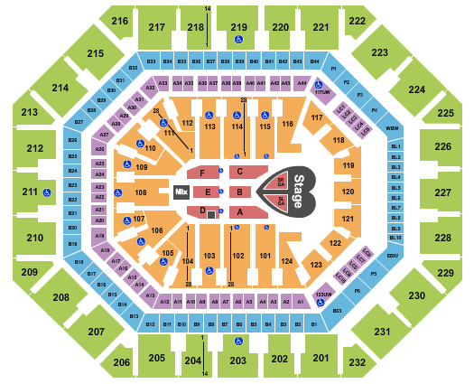 Footprint Center Pink Seating Chart