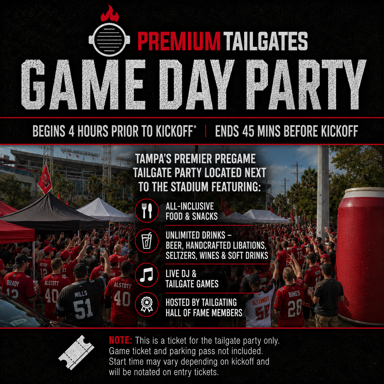 Premium Tailgate Party: Tampa Bay Buccaneers vs. Pittsburgh Steelers