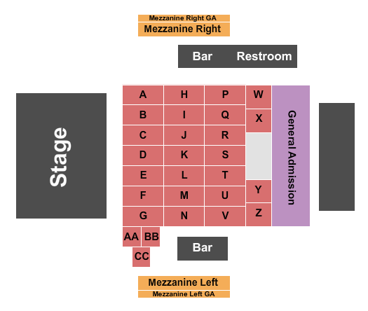 Tannahill's Tavern and Music Hall Endstage Tables Seating Chart