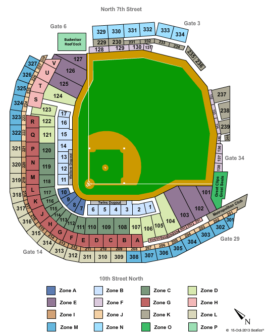 Target Field 2014 All Star Game  Int Zone Seating Chart