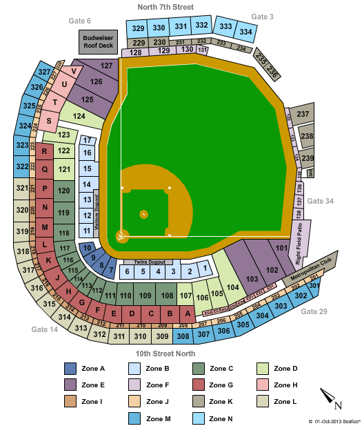 Target Field 2014 MLB All Star - Zone Seating Chart