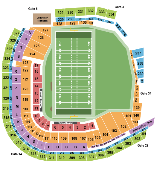 Target Field Football Seating Chart