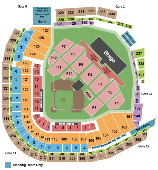 Target Field TC Summer Fest Seating Chart Cheapo Ticketing