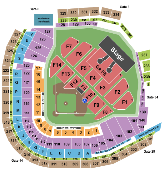 Target Field Zac Brown Band Seating Chart