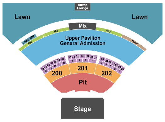 Seating chart for Everwise Amphitheater at White River State Park