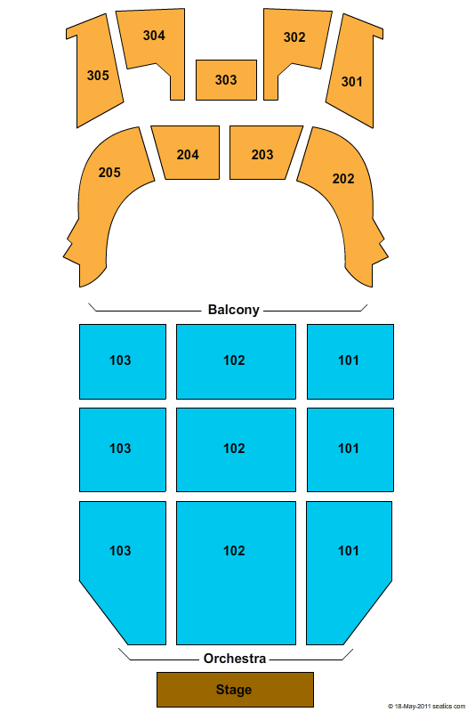 Temple Theatre - Tacoma End Stage Seating Chart