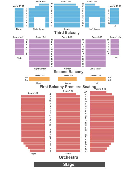 seating chart for Temple Theatre Saginaw - End Stage - eventticketscenter.com