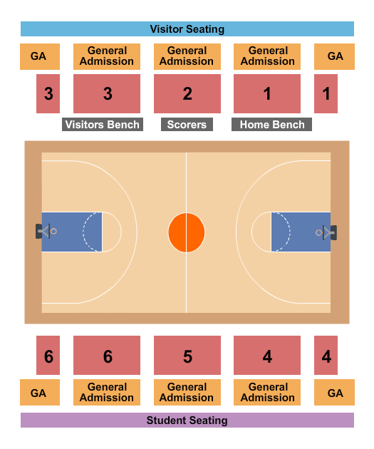 Templeton Physical Education Center at Presbyterian College Basketball Seating Chart