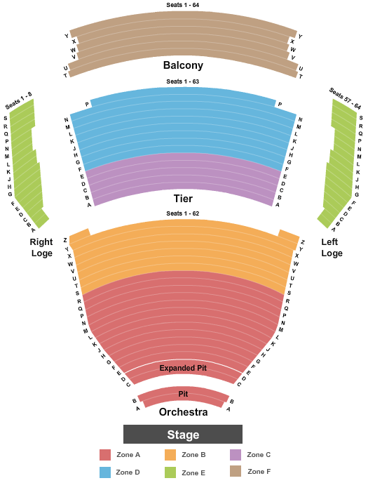 seating chart for Tennessee Performing Arts Center - Andrew Jackson Hall - End Stage Zone - eventticketscenter.com
