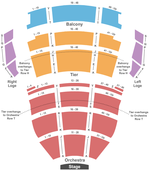 Tennessee Performing Arts Center - Andrew Johnson Theater End Stage Seating Chart