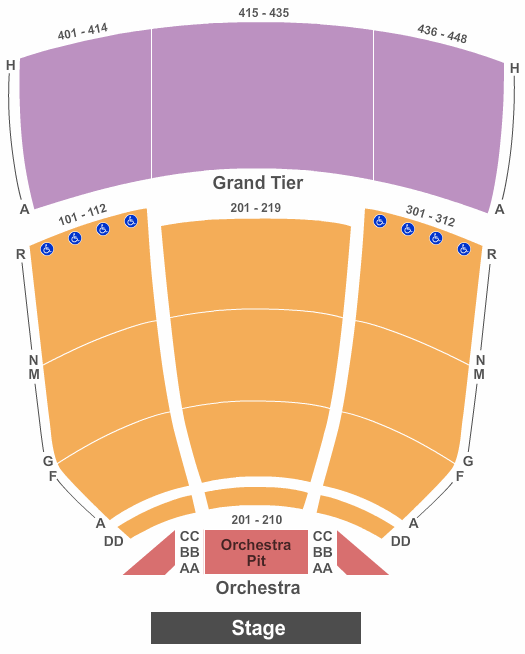 Tennessee Performing Arts Center - James K Polk Theater Seating Chart