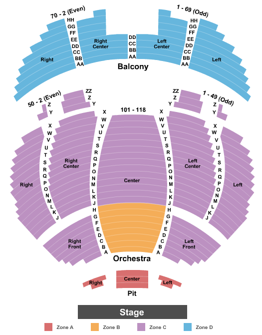 Tennessee Theatre End Stage Zone Seating Chart