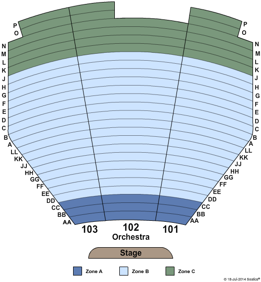 The Mirage Theatre - Mirage Las Vegas Concert - IntZone Seating Chart