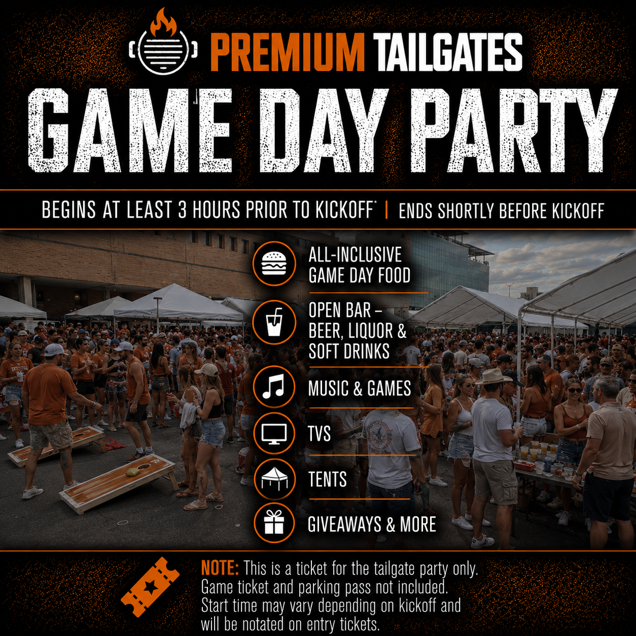Premium Tailgate Party: Texas Longhorns vs. Florida Gators