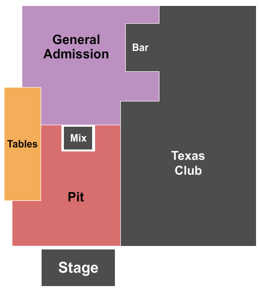 Texas Club Pit/GA/Tables Seating Chart