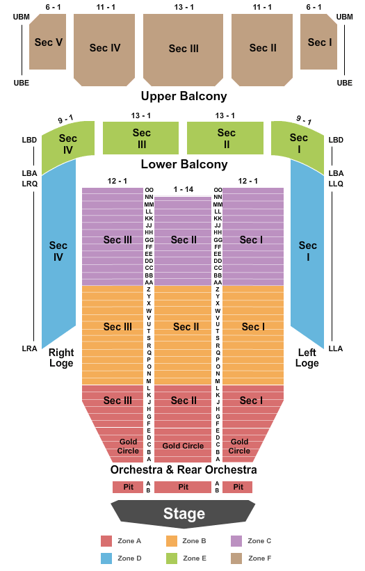 Thalia Mara Hall Seating Map