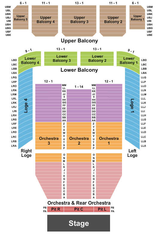 seating chart for Thalia Mara Hall - Endstage-2 - eventticketscenter.com
