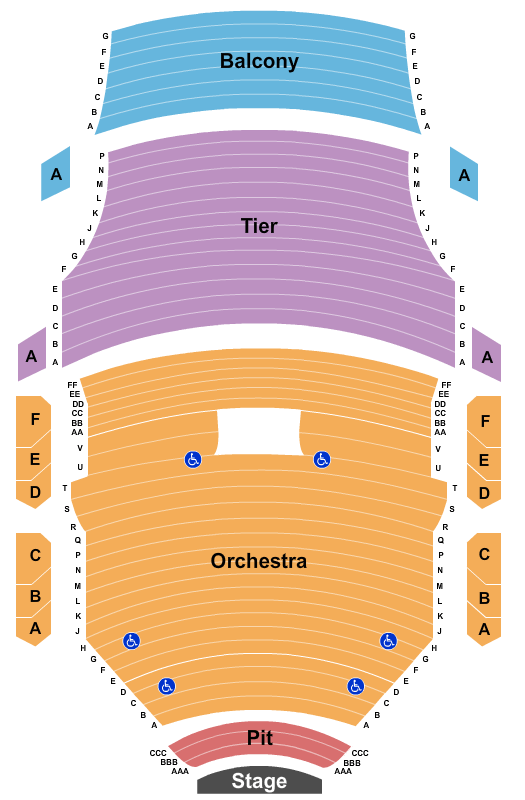 seating chart for The Aiken Theatre - Old National Events Plaza - End Stage Pit - eventticketscenter.com
