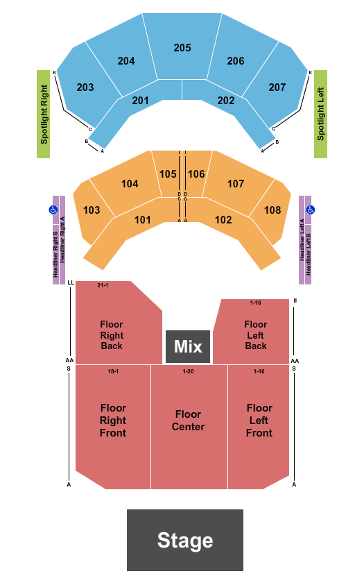 The Andrew J Brady ICON Music Center Seating Map