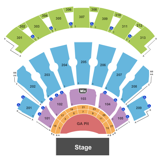 Bakkt Theater At Planet Hollywood Endstage GA Pit Seating Chart