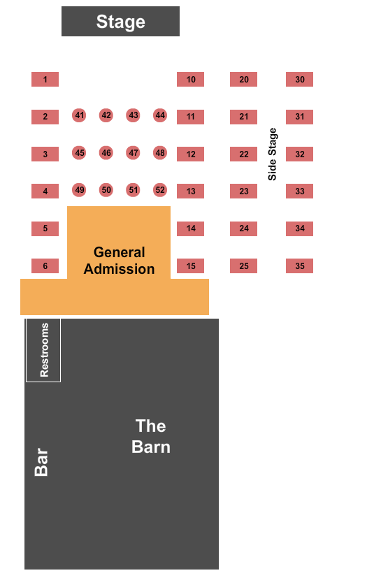 The Barn at The Frio GA/Tables Seating Chart