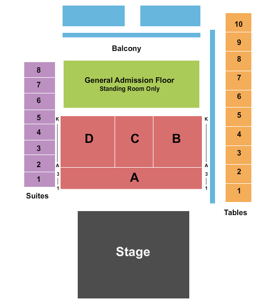The Factory in Deep Ellum End Stage Reserved and GA Seating Chart